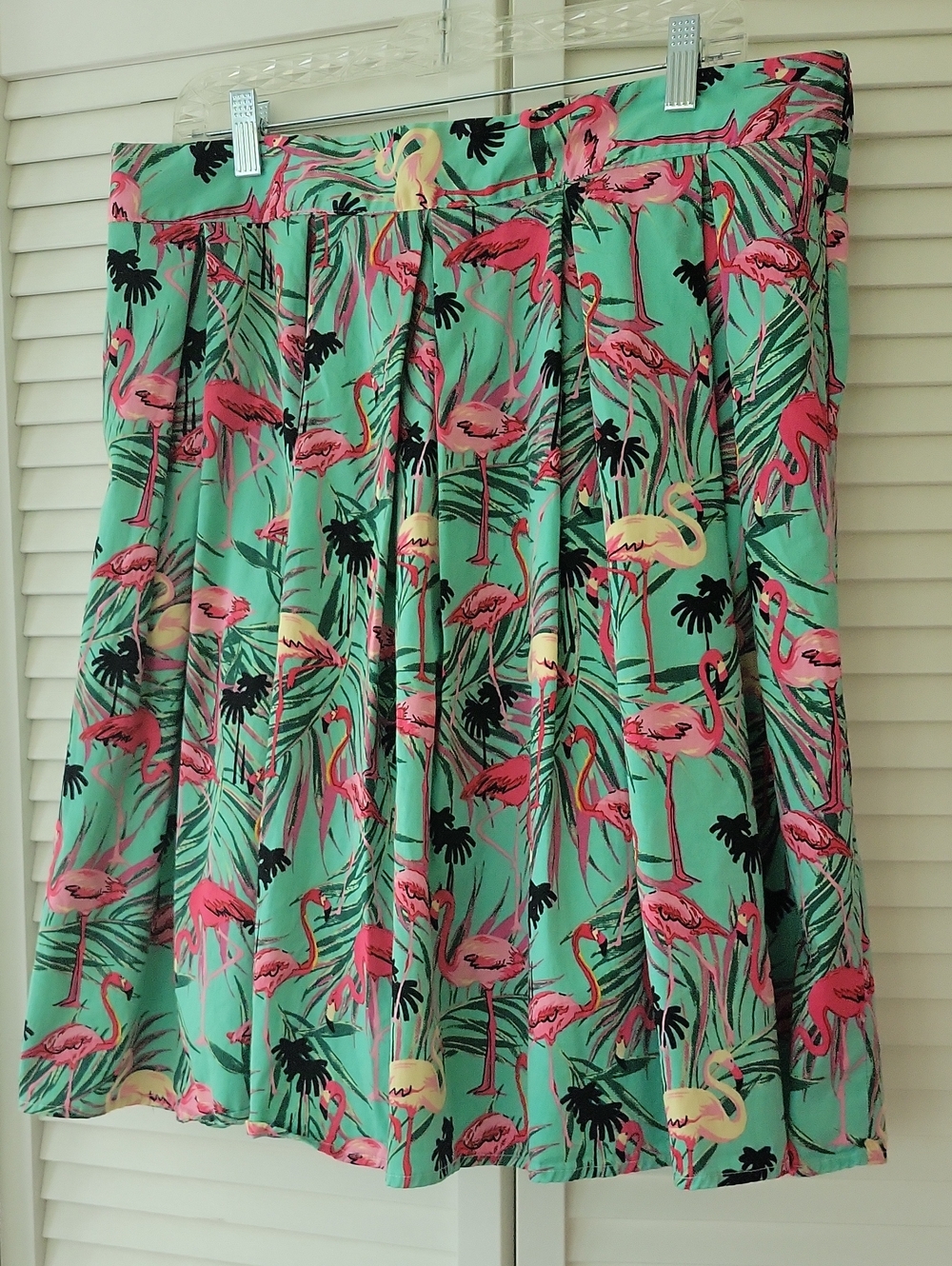 Source Unknown Mint Green Flamingo Print Skirt